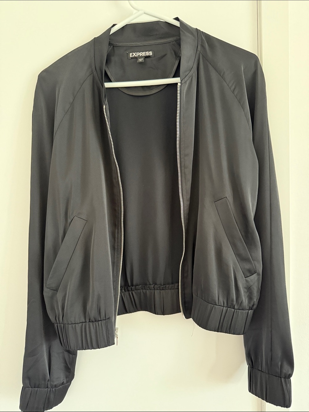 Express black satin bomber - size S